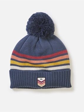 Marine Layer Stripe Pom Beanie Blue OS NWT